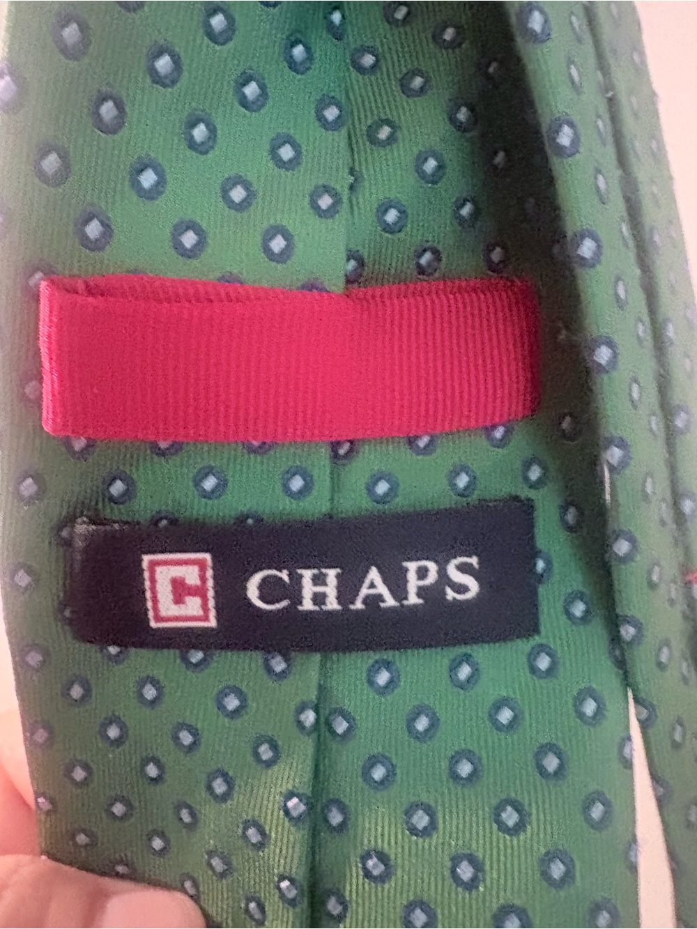 Ralph Lauren CHAPS -Men's Green Square Weave 100% Silk Neck Tie 3.6"W x 58"L